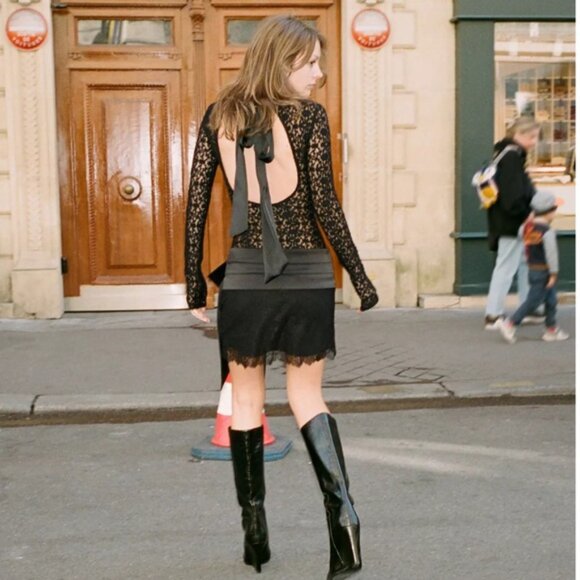 Zara COMBINATION LACE BOW MINI SKIRT - Picture 7 of 8